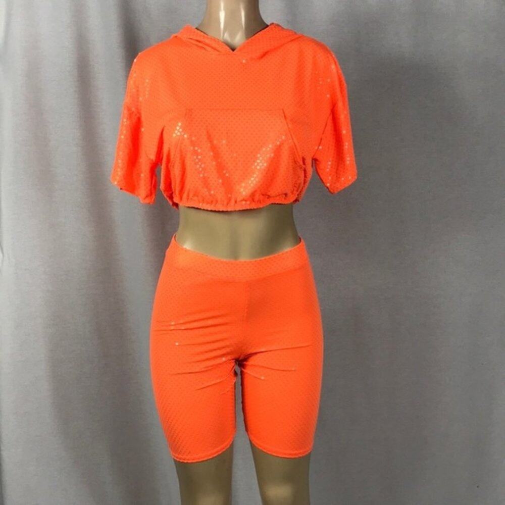 Shymon's World Hooded Crop Top & Bike Shorts